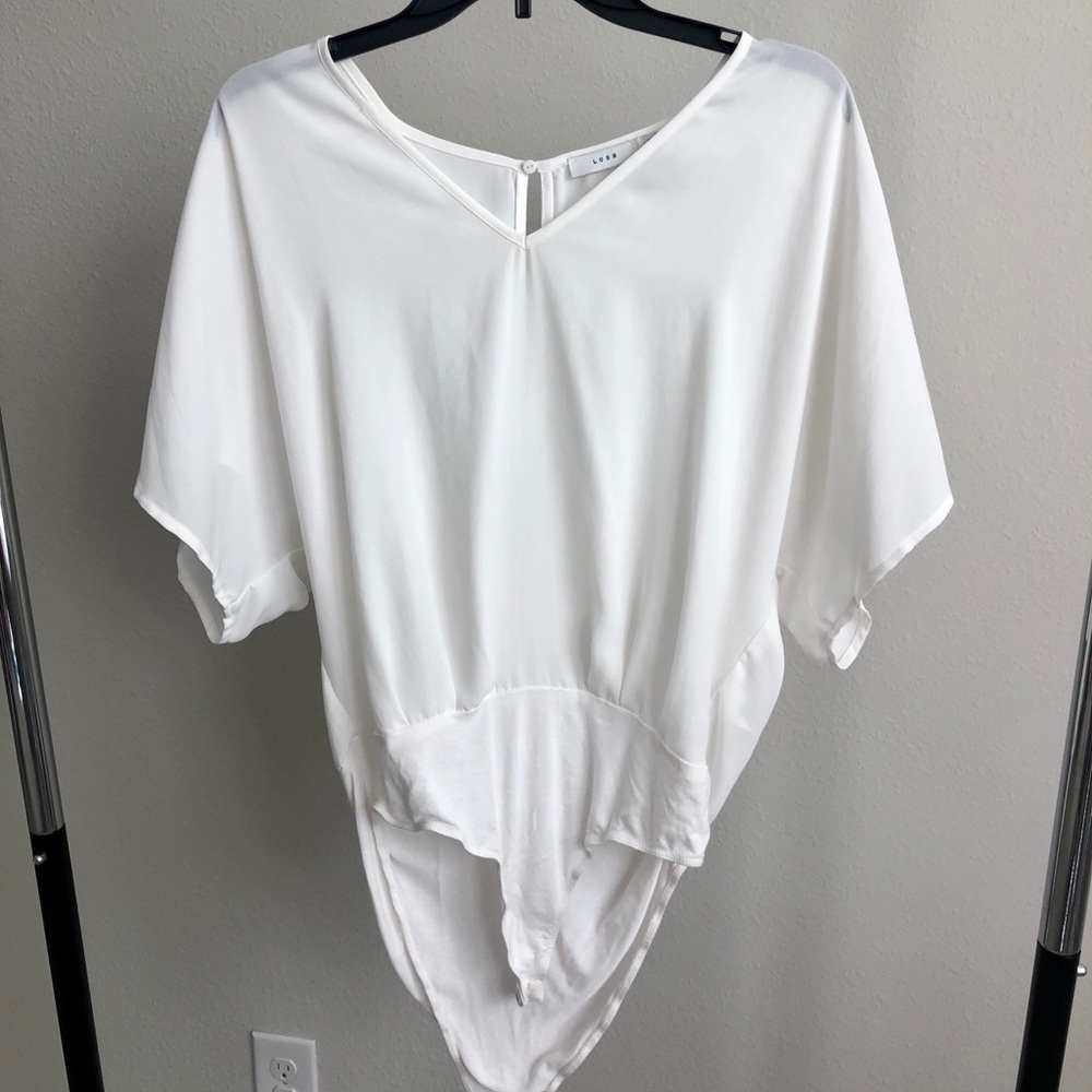 COPY - Lush Flowy White Short Sleeve Bodysuit